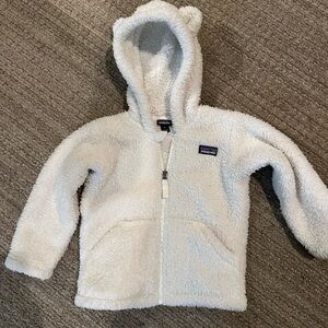 Patagonia Kids White Fleece Hoodie